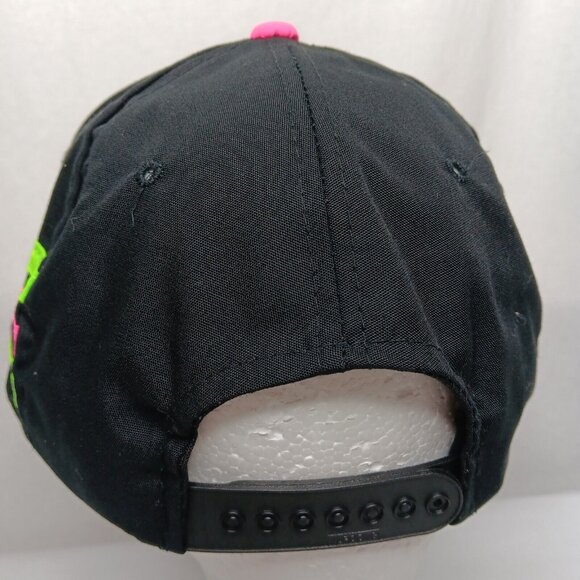 Pocono Raceway 3 Stripe Cap Hat Black Neon Pink Green Canvas Racing Race Vintage - Picture 12 of 13